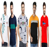 Cotton half-sleeve printed men's combo t-shirt, vibrant design on display