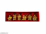 Golden set of 6 laughing Buddha figurines for wealth and success, decorative showpieces, Feng Shui home decor