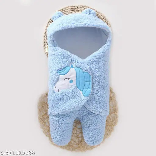 Fleece OYO BABY unicorn embroidered hooded blanket for 0-6 month babies, soft and magical winter essential for infants
