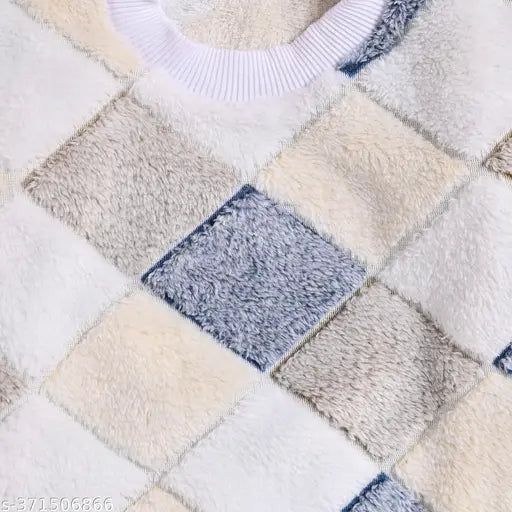 Cotton-linen self-design net winter sweaters for kids (3M-6Y), warm clothing on snowy day