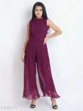 Crepe sleeveless Real Vibes jumpsuit, solid color, women's fashion wear