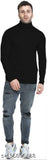 Black cotton high neck men's t-shirt, trendy and comfortable, full sleeves by GlamStore