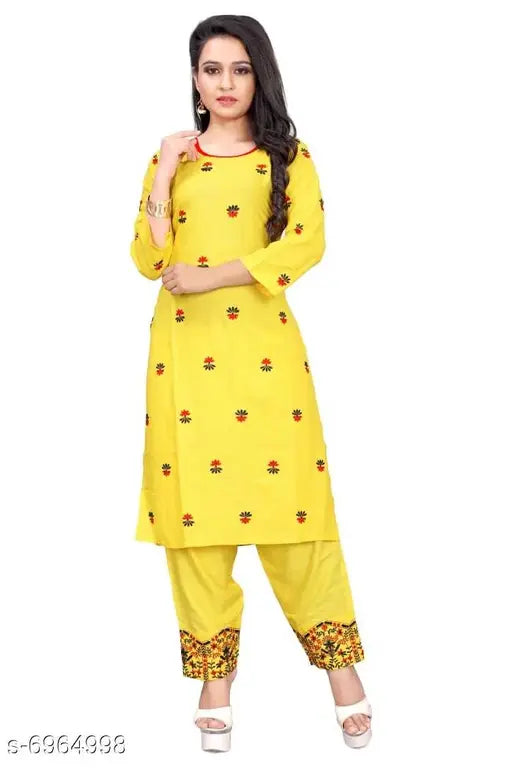 Rayon woven design kurta with palazzos, stylish Indian traditional clothing for women