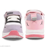 Unisex sport running shoes, lightweight casual lace-up shoes for kids, featuring pink and white color scheme