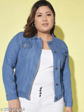 Denim jacket for women, solid-color long sleeves, sizes XS to 6XL for versatile styling and comfort