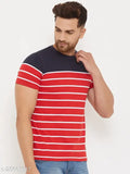 Red cotton blend men's t-shirt, short sleeves, printed design, size M (40in chest, 27.5in length)