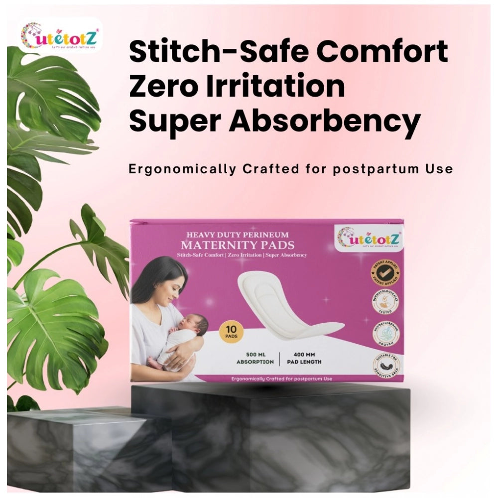 Organic cotton maternity pads for postnatal care, maximum absorbency, gentle on delicate skin, soft wings protect against chafing