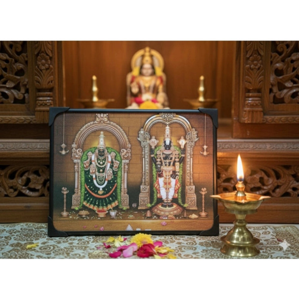 Multicolor wooden Tirupati Balaji Padmavati Venkateshwara Swamy devotional player with audio function, 6x8 inch size, oriented rectangular