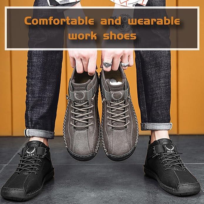Men's high top hiking shoes, synthetic leather with rubber sole, thickened design in brown color, casual outdoor footwear package contains 1 pair UK/IND size 6, US size 8, EUR size 40