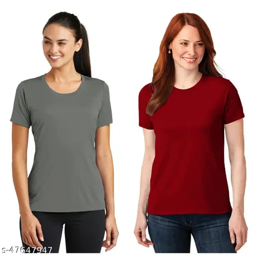Women's cotton half sleeve printed oversized t-shirt, pack of 2