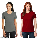 Women's cotton half sleeve printed oversized t-shirt, pack of 2