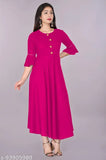Trendy Ethnic Women's Solid Flared Pink Kurti