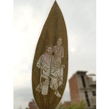 Custom engraved leaf art - Personalized portrait on natural leaf, traditional Indian couple theme, unique gift idea for nature & art lovers