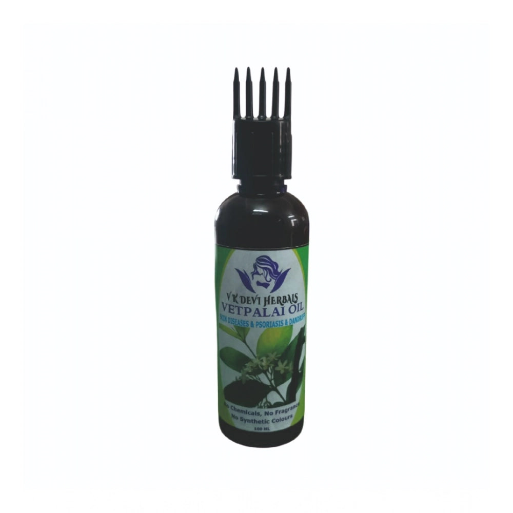 Devi Herbal Vetpalai Oil, 100ML: Traditional anti-dandruff and psoriasis relief oil for dryness and flakiness, suitable for skin and scalp application