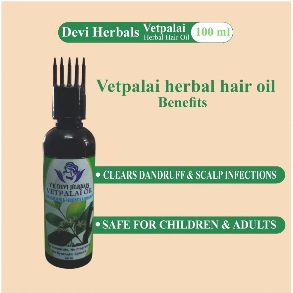 Devi Herbal Vetpalai 100ML Oil - Traditional anti-dandruff and psoriasis relief oil for skin and scalp