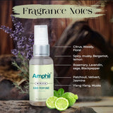 Transparent water-based, paraben-free unisex hair perfume (60ml), features bergamot and lemon fragrance for everyday or special occasions