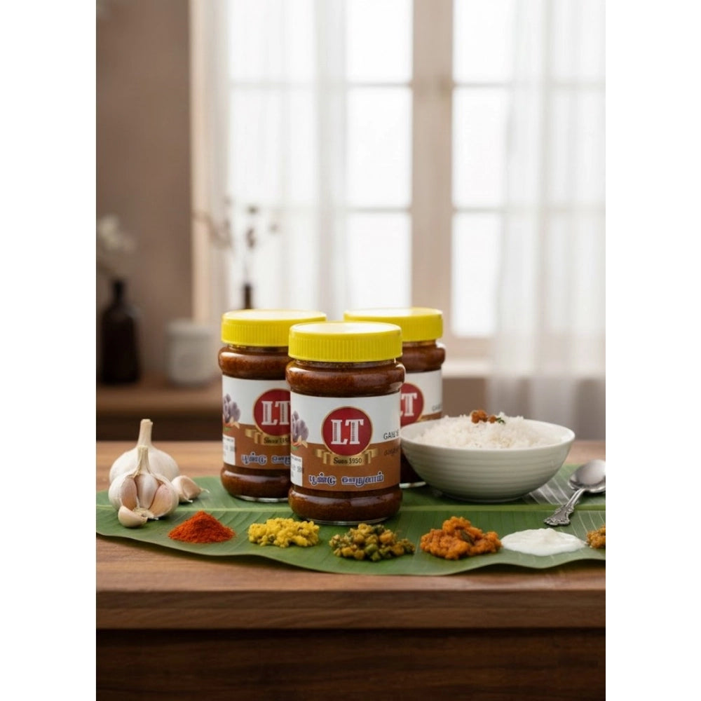 Pack of_3 300GM LT Garlic Pickle Traditional Digestive Side Dish (Red)