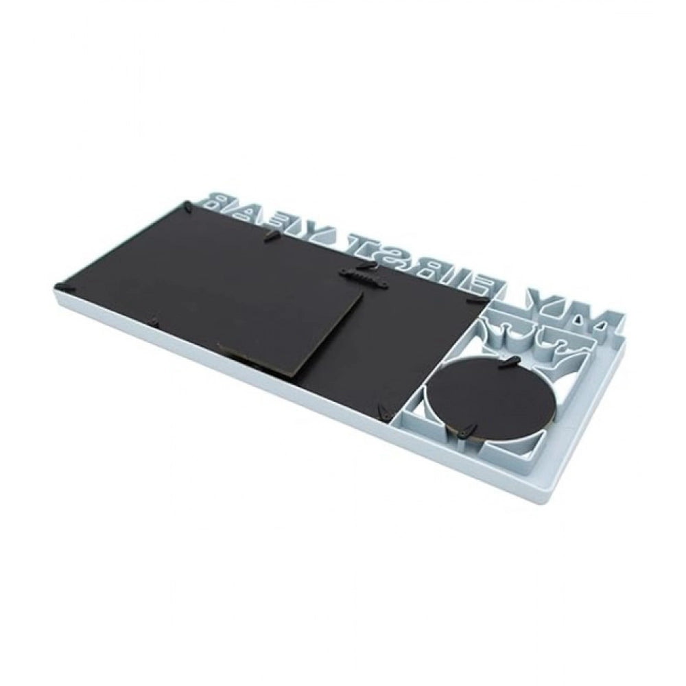 Multicolor acrylic newborn photo frame, capture precious memories for 1st year with labeled slots & crown accent, ideal for nursery decor