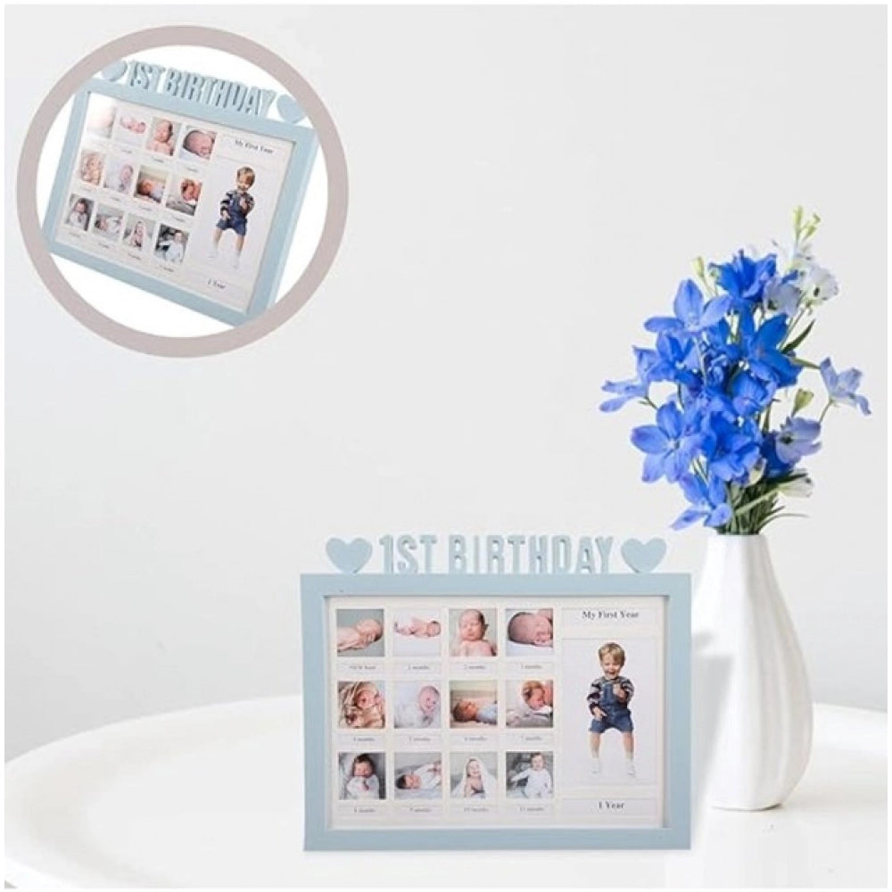 Multicolor acrylic first year baby photo frame capturing precious memories from 0-11 months, decorative nursery keepsake