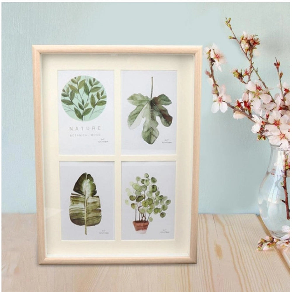 Multicolor acrylic collage frame with four slots for nature-inspired art, ideal for living rooms & home decor
