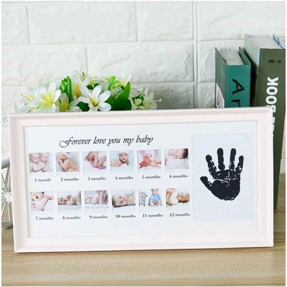 Multicolor acrylic baby handprints & footprints frame for 1-12 month milestones photography keepsake