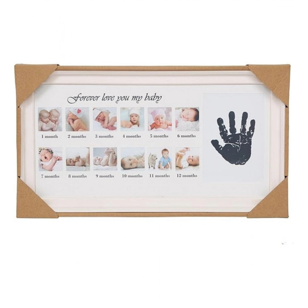 Multicolor acrylic birthday frame for baby handprints & footprints, milestone keepsake for photo display