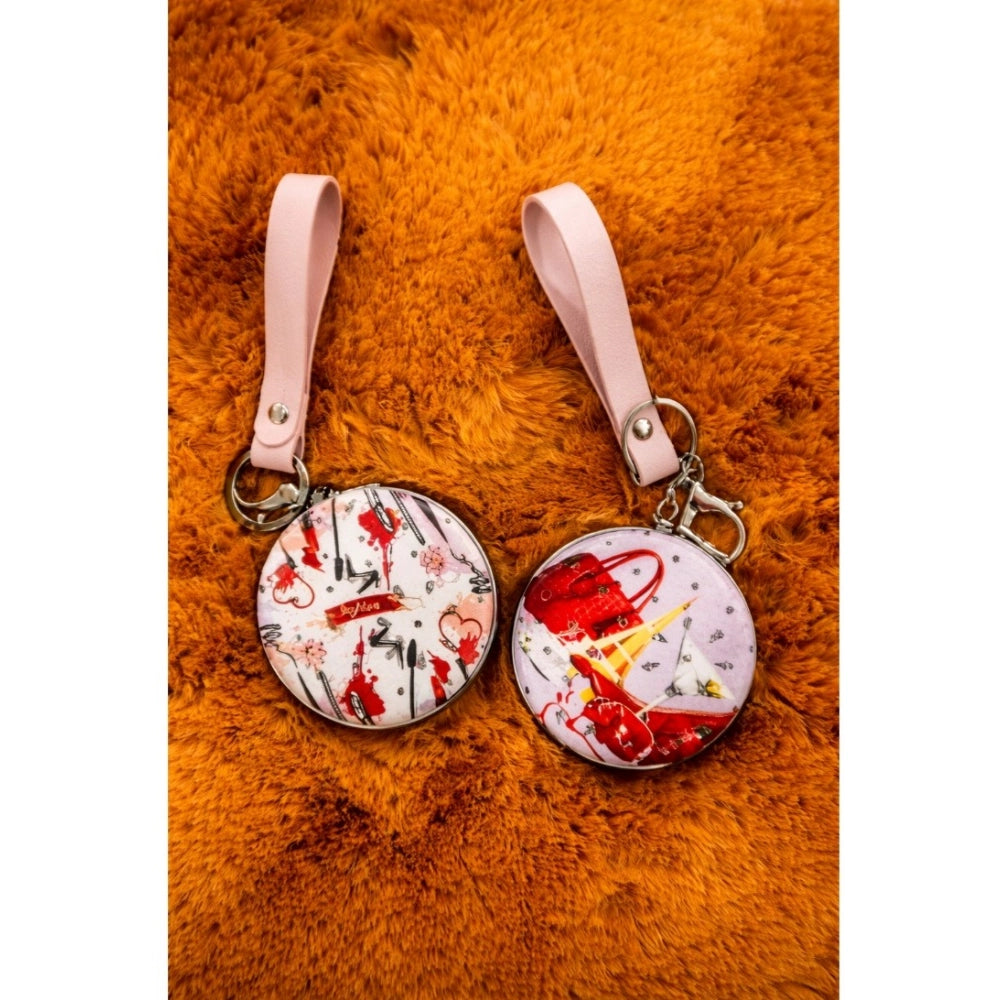 Multicolor metal circle frame pocket mirror - compact, stylish, & portable for daily use, travel, or gifting