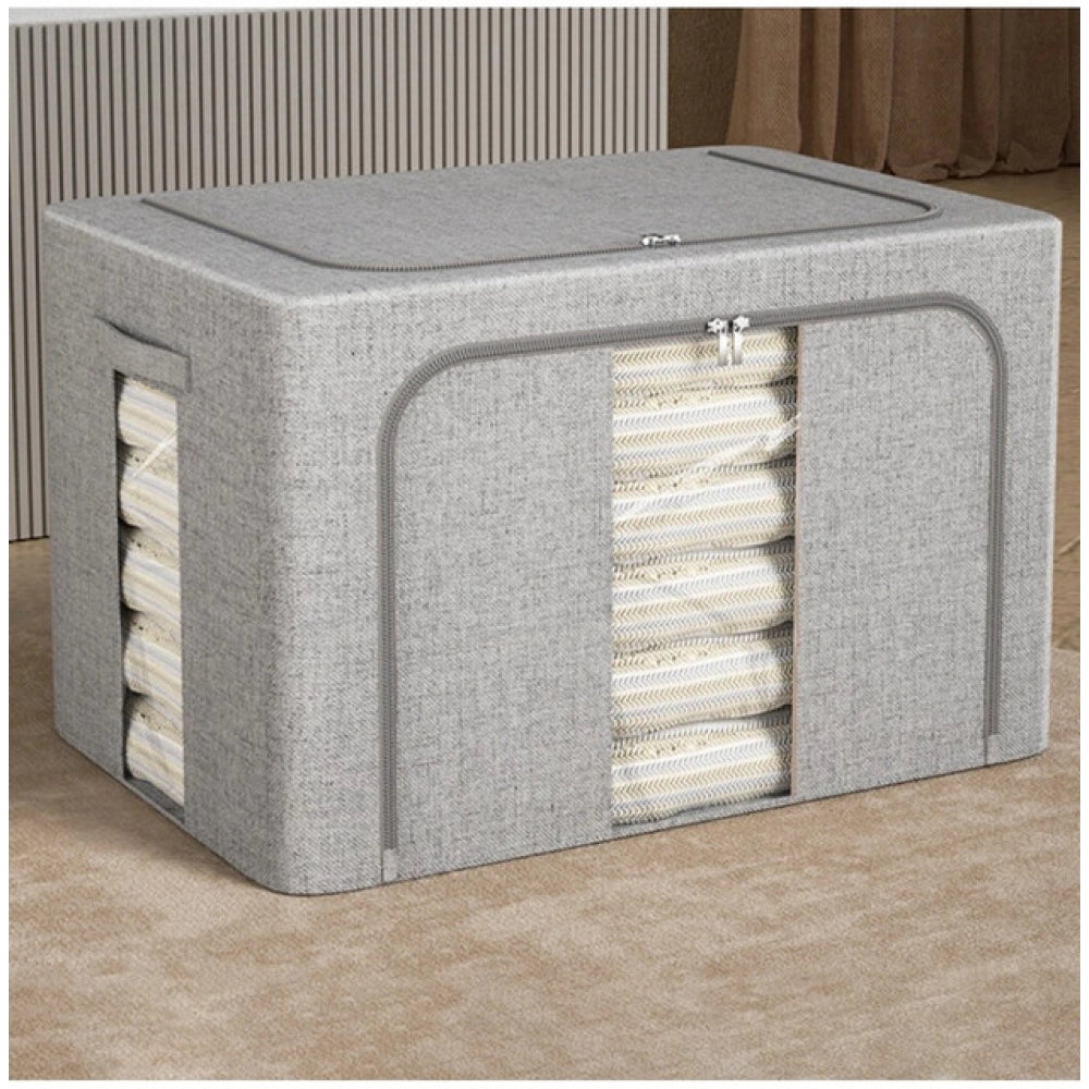 Multicolor polypropylene clothes & bedding storage box with clear viewing window, ideal for organizing wardrobe essentials & saving space