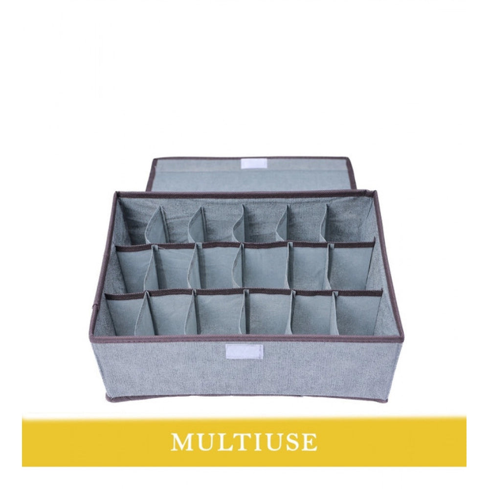 Multicolor polypropylene 3-compartment storage box for organized clothes, accessories, & household items