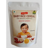 Greenfield's baby rice cereal (250GM), specially prepared for newborns with rice, moong dal, almond, and makahanna. Soft, smooth porridge for healthy growth and development