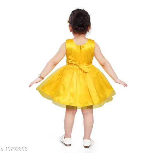 Yellow chiffon party dress, sash around waist