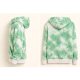 Green cotton tie-dye men's hoodie with full sleeves, stylish hooded neck