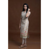 Women's Silk Printed Kurti (Golden)