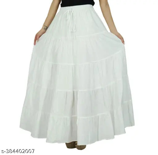 White ruffled skirt with scalloped trim