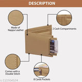 Beige PU artificial leather men's wallet, 6 card slots, classic bi-fold design for formal or informal occasions