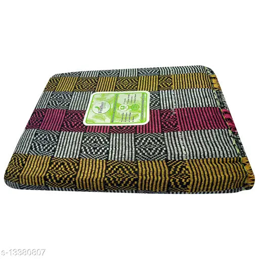 Feather Green single-size cotton blanket, multicolor pack of 2. Soft, cozy bedding for daily use