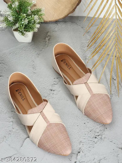 Synthetic peach leather loafers - solid style, closed back, sizes: IND-3 to IND-8