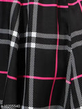 Black checked print crepe skirt, Pekuniary Glamorous & Stylish, embroidered net detail, size 26-36, India origin
