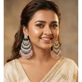 Multicolor zinc alloy gold-plated chandbali earrings for women - avoid water and harsh chemicals