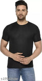Polyester round neck, casual trendy t-shirt for men in 5 sizes: S - XXL, solid color