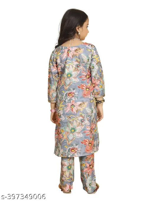 Nivudi Aliya Cut Kurta Set with Dupatta & Bottomwear - Kora Muslin, vibrant traditional kids' party wear, aged 4-13 years