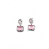 Women's pink brass silver-plated drop earrings, wear with fine jewelry accessories