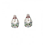 Multicolor brass silver plated chandbali earrings for women - Accessorize with care, keep dry and protected