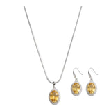 Yellow brass silver-plated pendant set for women, elegant jewelry accessory