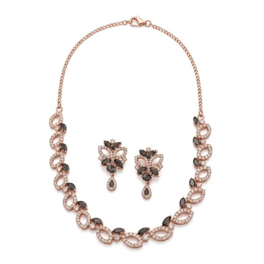 Silver-plated brass necklace set for women, sparkling and elegant accessory on display