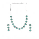 Green brass silver plated women's necklace set, elegant jewelry for accessorizing, store dry, airtight