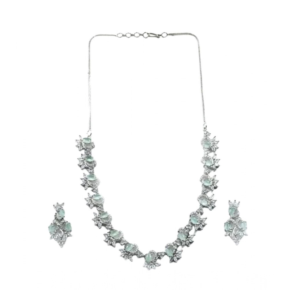 Turquoise brass silver plated women's necklace set, elegant accessory for any occasion