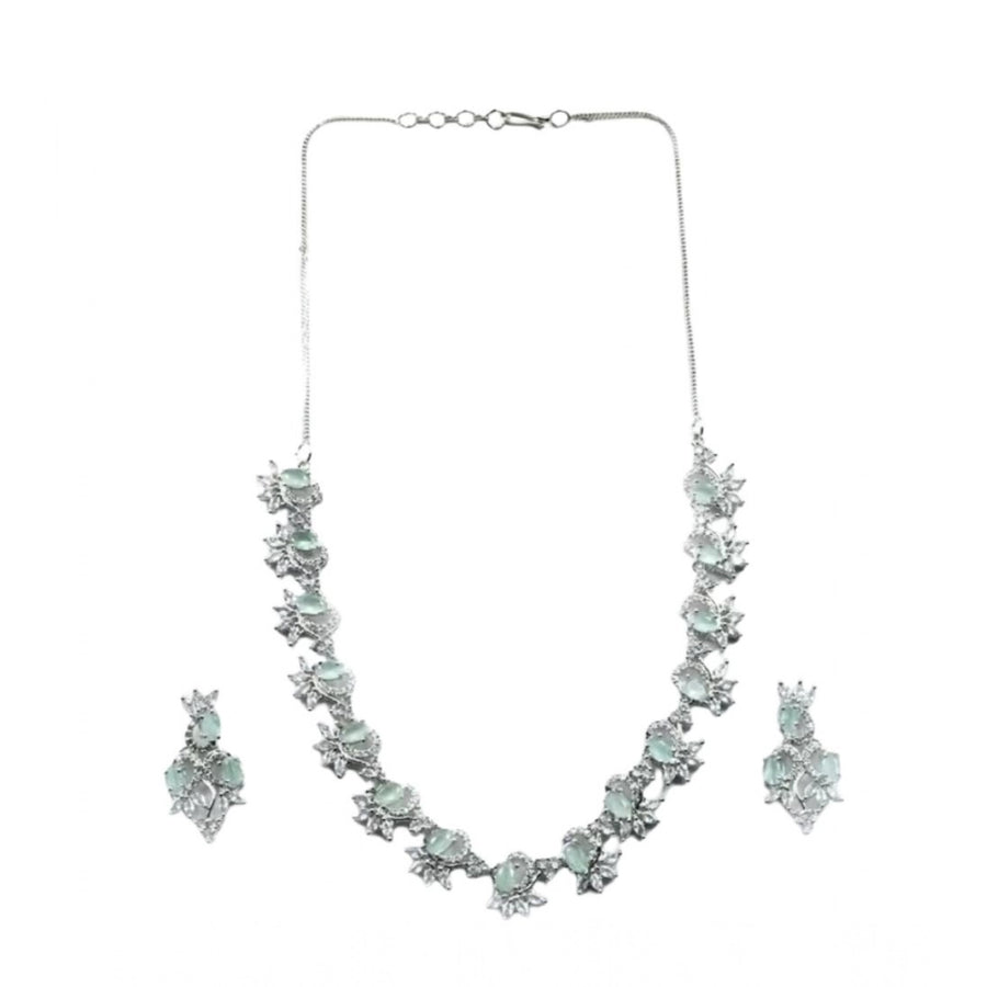 Turquoise brass silver plated women's necklace set, elegant accessory for any occasion
