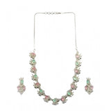 Multicolor brass silver plated women's necklace set for fashion accessories, store jewelry dry and airtight