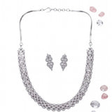 Silver-plated brass necklace set for women, elegant jewelry accessory on display